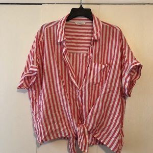 Striped tie up blouse